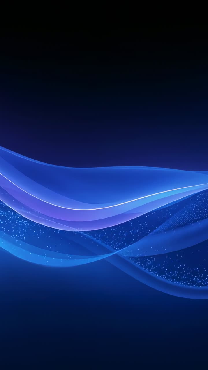Vertical video: Starting loop, purple ribbons shifting on tall screen as wallpaper with particles