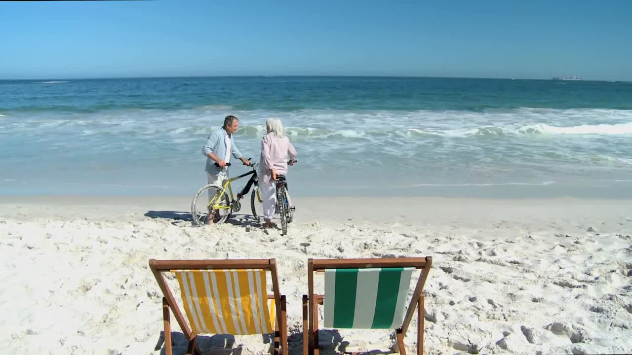 Aged taking a break after a ride bike