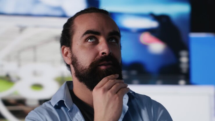 Esperto di e-commerce che presenta in diretta piattaforme web multimediali