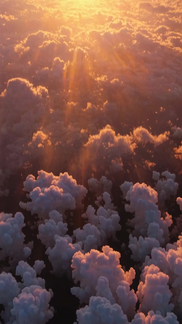 Majestic Golden Hour Sun Rays Above Clouds