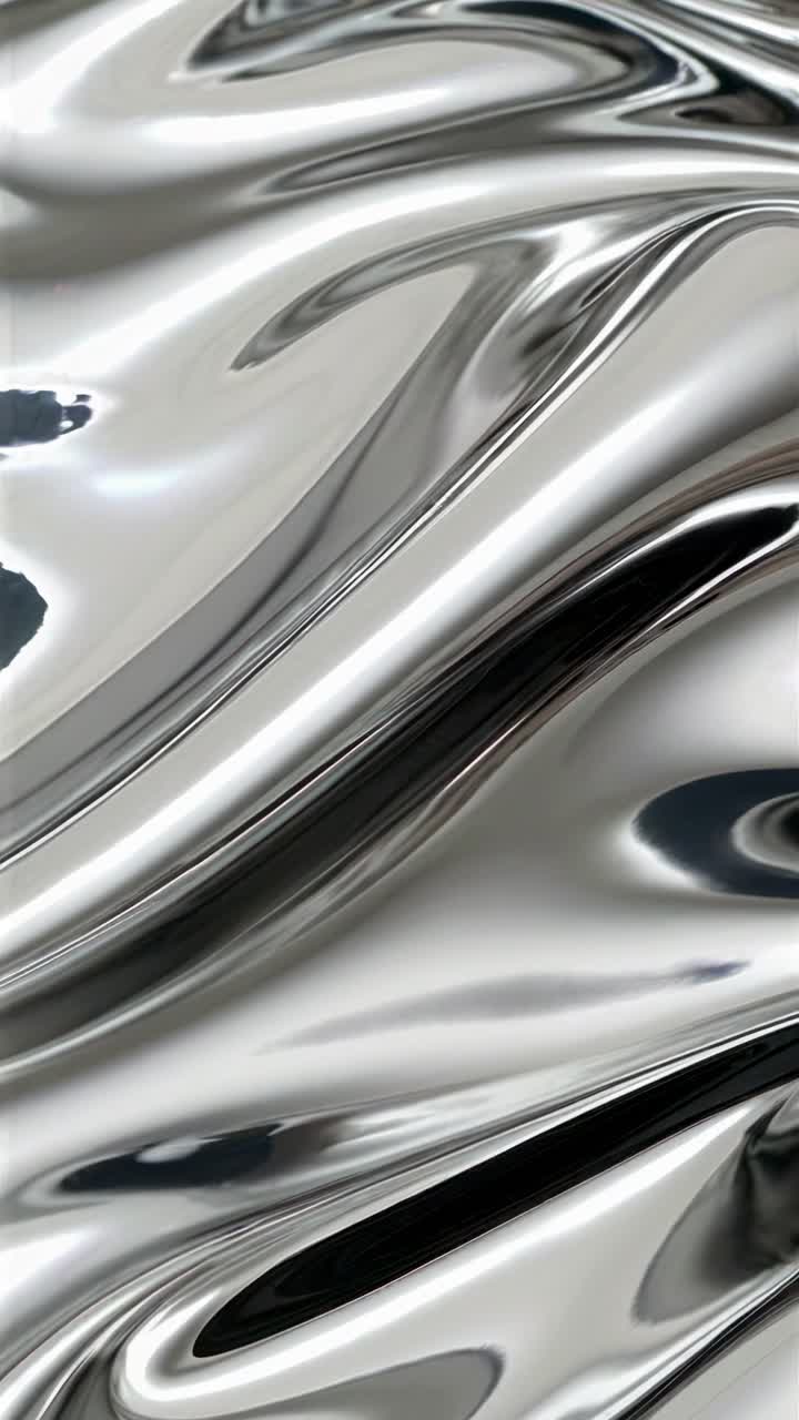 Concept di video astratto con un angolo ravvicinato, che mostra onde metalliche fluide e omogenee