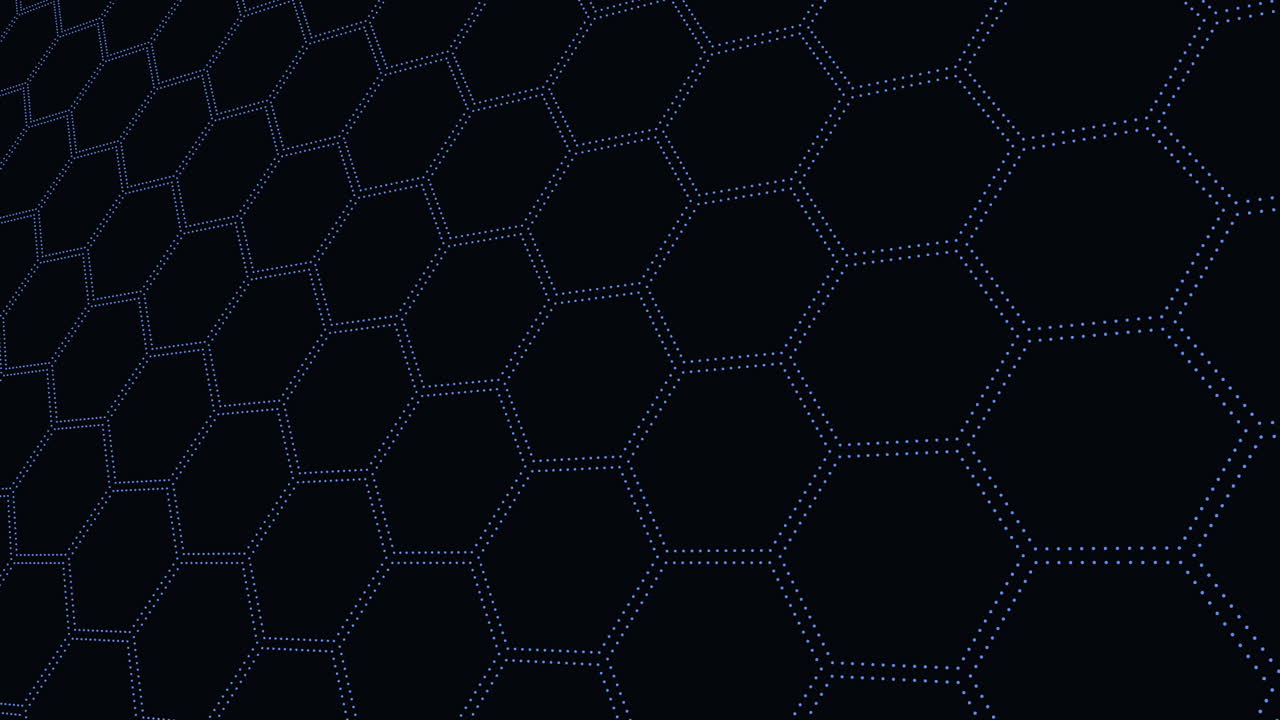 Hexagons pattern with neon light on dark gradient