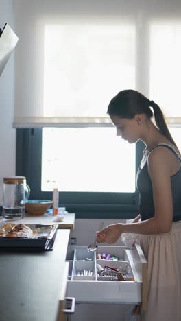 una mujer joven cocinando en la cocina.