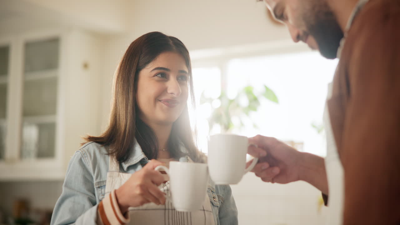 부부가 부에서 커피를 즐기고 있다