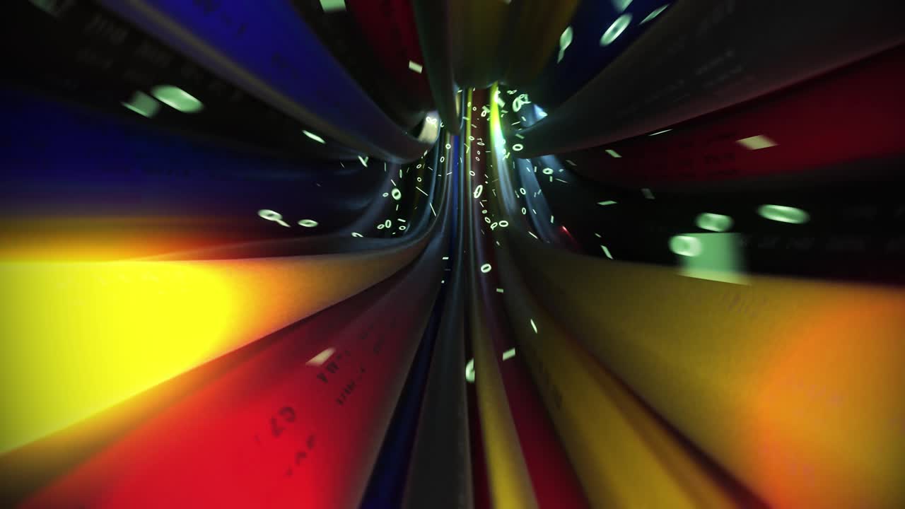 cables binarios viajan a través de datos internet energía circuito eléctrico fibra 4k