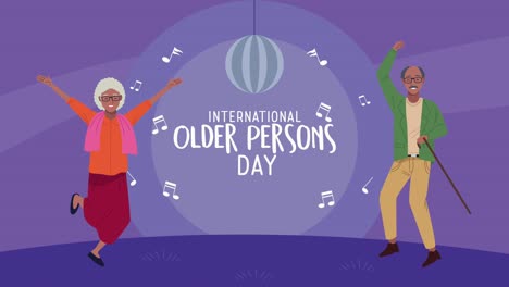 celebración del día internacional de las personas mayores con los abuelos pareja celebrando