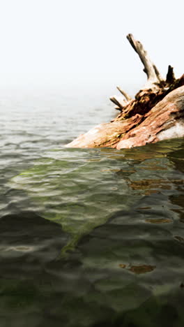 driftwood in a calm lake