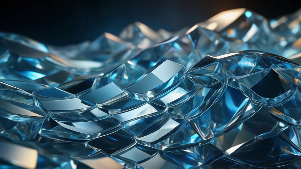 Abstract Motion Background of Rippling Blue Glass Waves