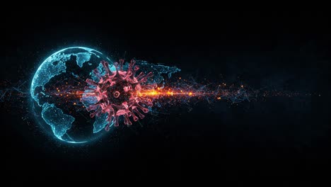 visual representation of a global pandemic outbreak demonstrating virus travel from one region to another