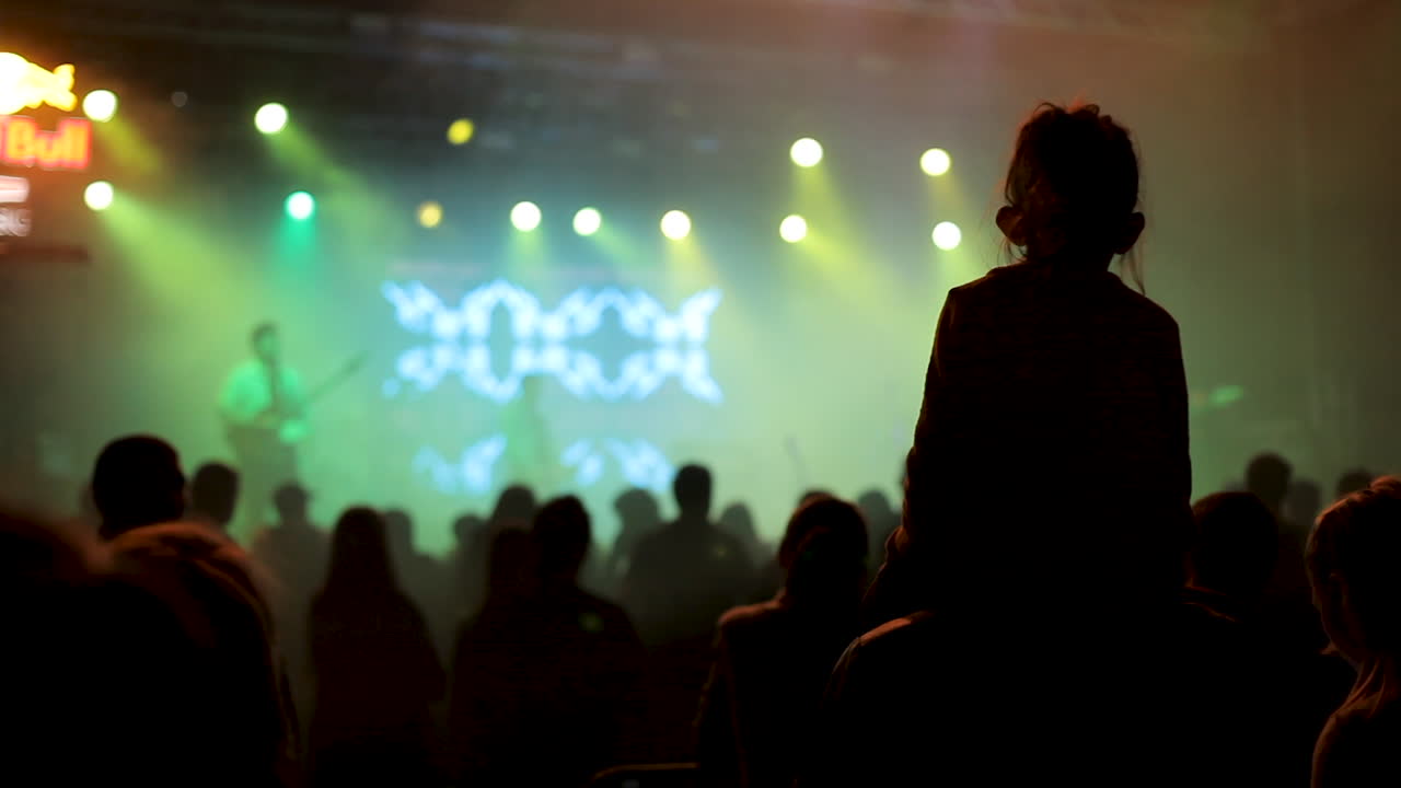 Concert Crowd with Child on Shoulders