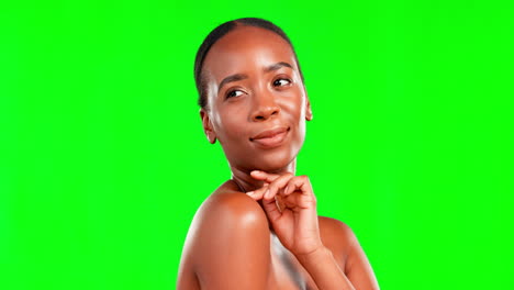 Black-woman,-beauty-and-skin-care-on-a-green