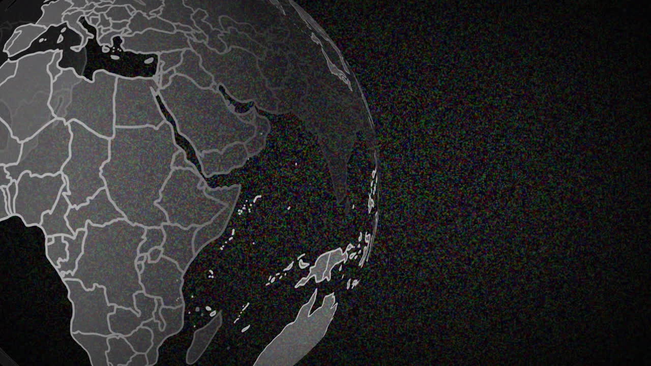 검은색 배경에 지구상에 서 있는 서두르기 및 다채로운 선의 애니메이션