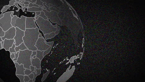 animation of stand by and colorful lines over globe on black background