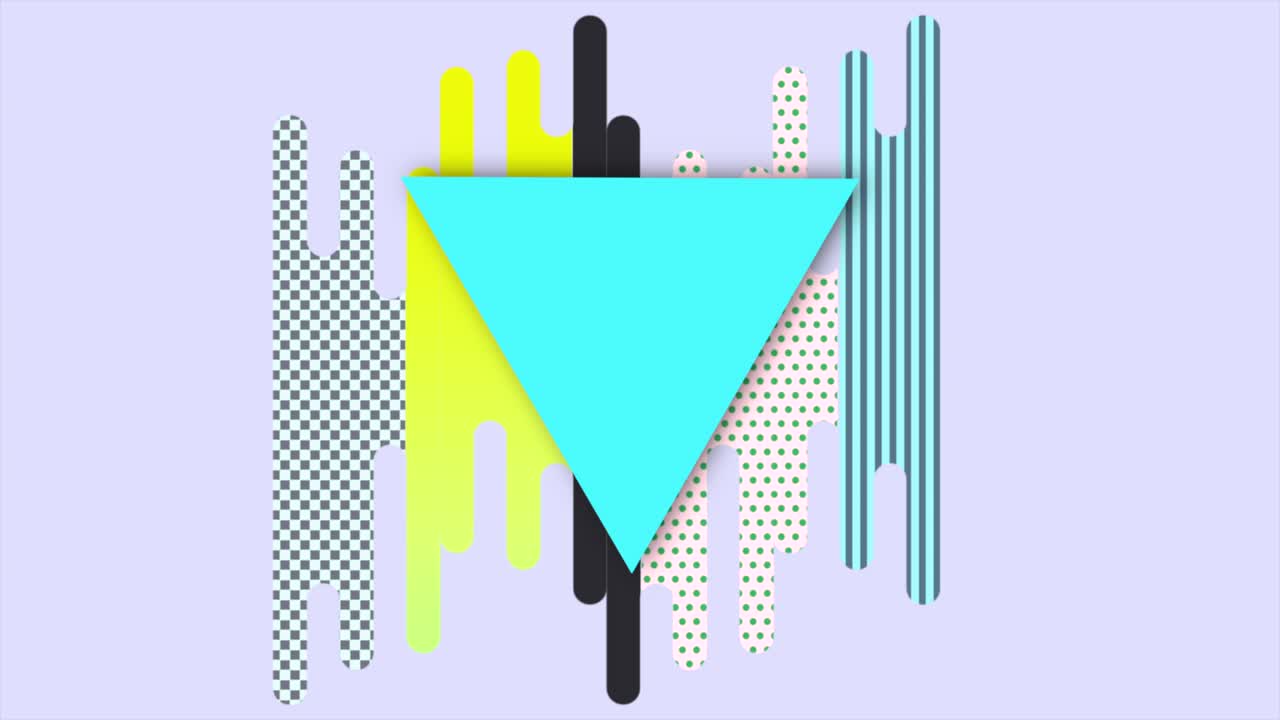 estilo corporativo de memphis con triángulo azul líquido y líneas