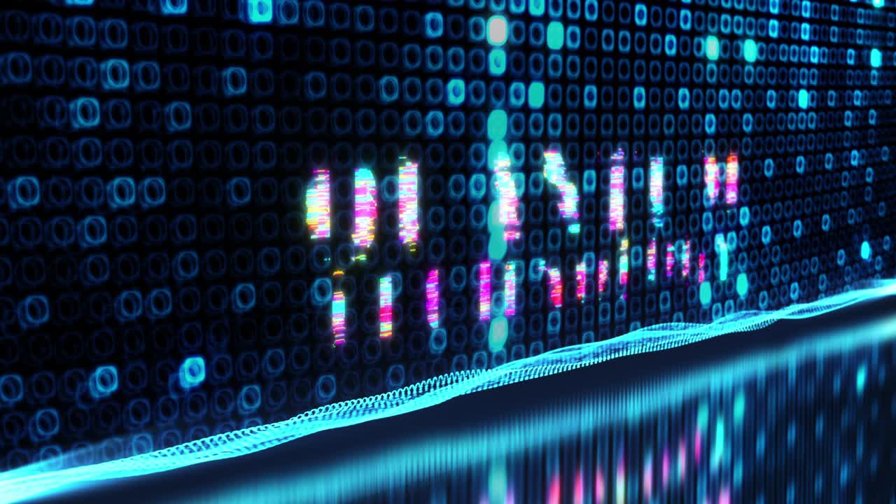 3D animation of Quantum Technology colorful text word flicker light animation loop with digital effect background 4k 3d seamless looping Quantum Technology glitter effect element for intro,