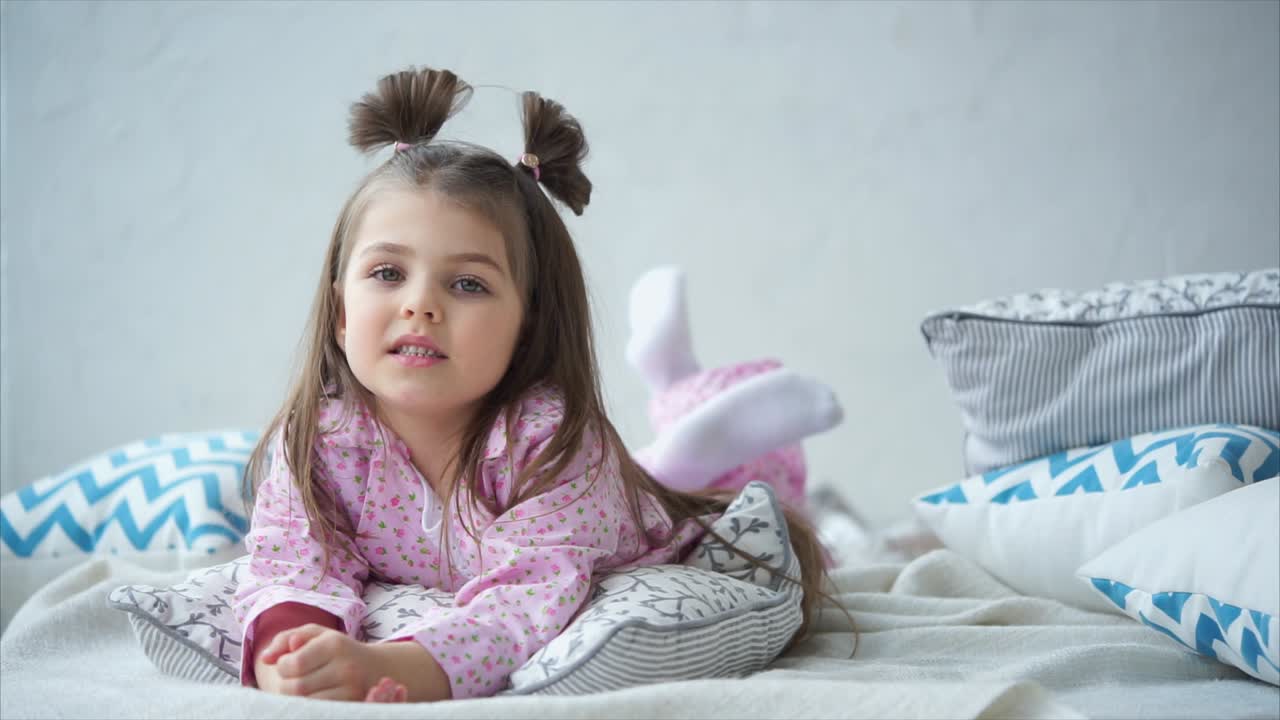 Little Girl Relaxing in Pajamas