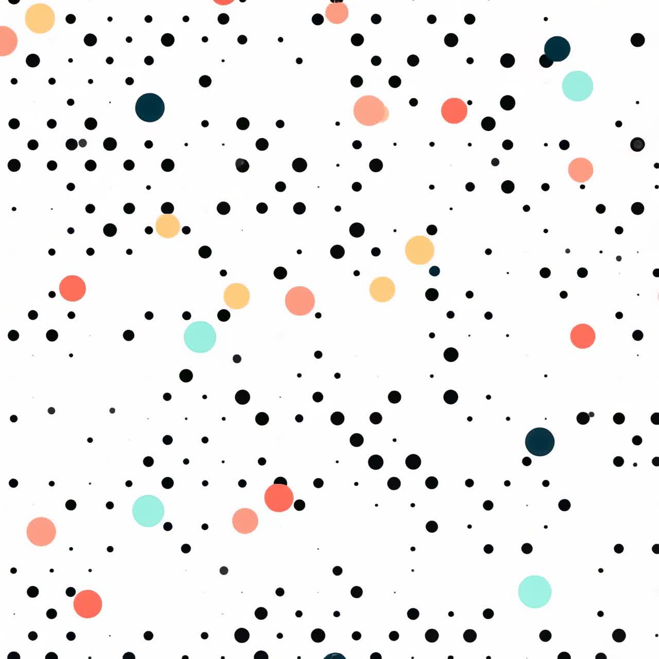 Vista dall'alto di un motivo a pois giocoso e colorato su sfondo bianco