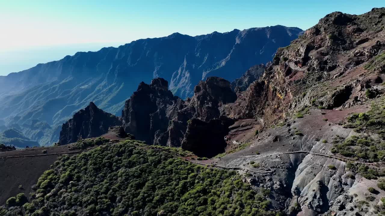 Aerial drone view of the landscape of La Palma, Canary Islands, Spain