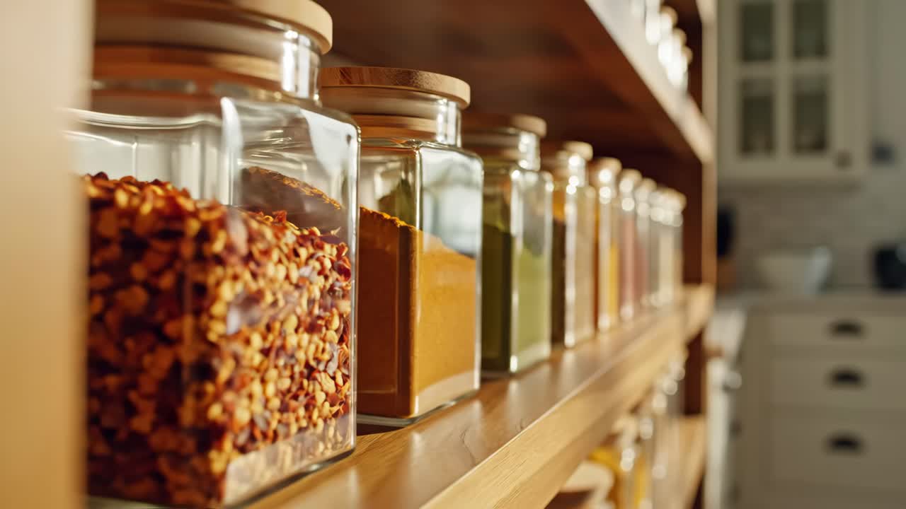 Spices in Jars on Shelves