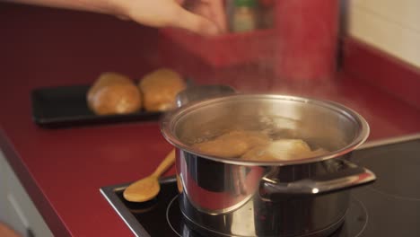man making vegan meat. process, how to cook seitan