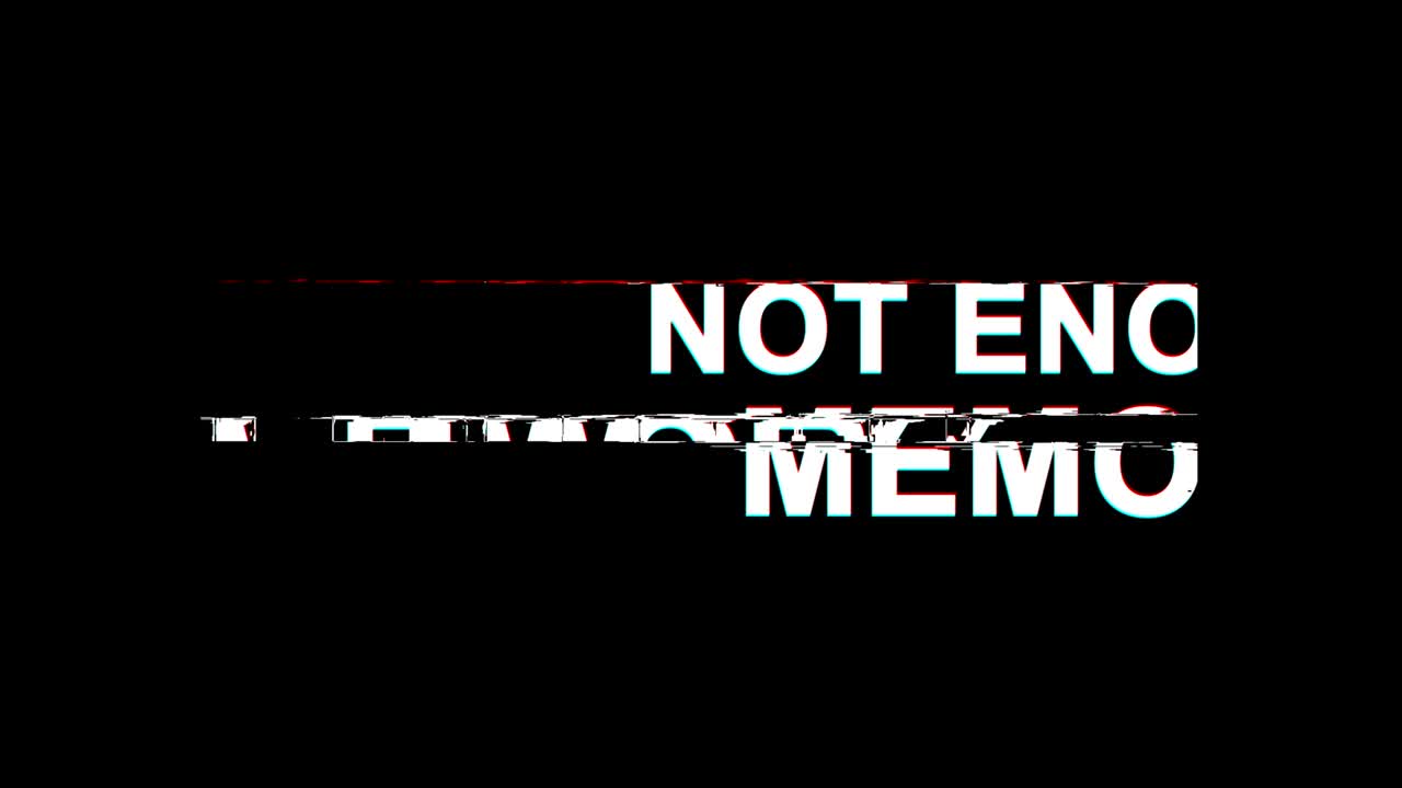 Not Enough Memory  Glitch Effect Text Digital TV Distortion 4K Loop Animation
