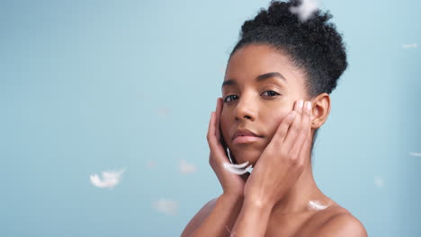 black woman, soft facial skincare