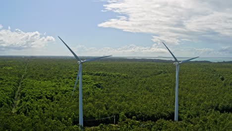 zero emissions energy production - onshore wind turbines in mauritius, aerial