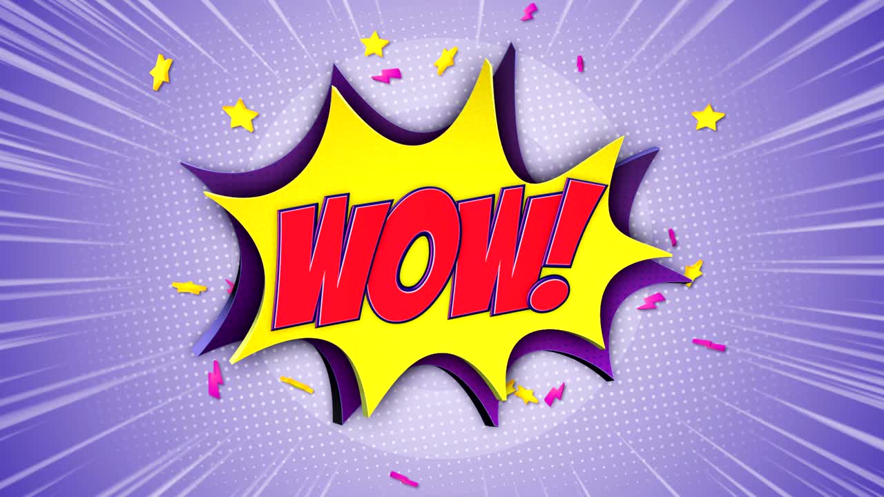 와우 코 텍스트 및 스피치 풍선 애니메이션, 알파 매트, 루프