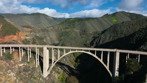 wide shot big sur, revealing pacific coast highway and green mountain range, california