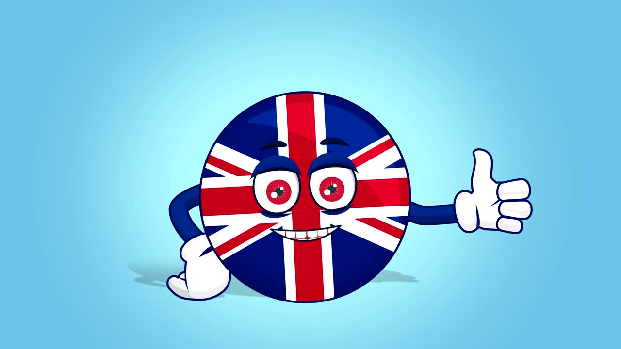 만화 영국 영국 엄지손가락을 올려 얼굴 애니메이션과 함께 알파 매트