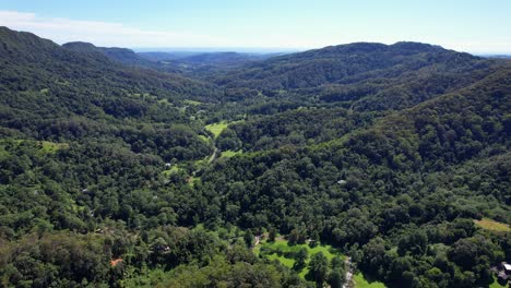 Natural-Scenery-With-Lush-Rainforest-In-Currumbin-Valley,-Queensland,-Australia---Aerial-Shot