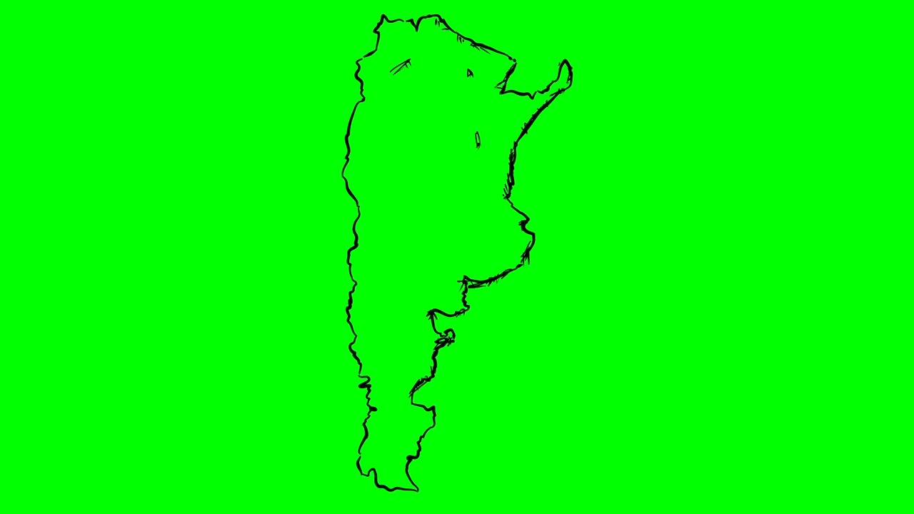 Argentina drawing outline map on green screen isolated whiteboard