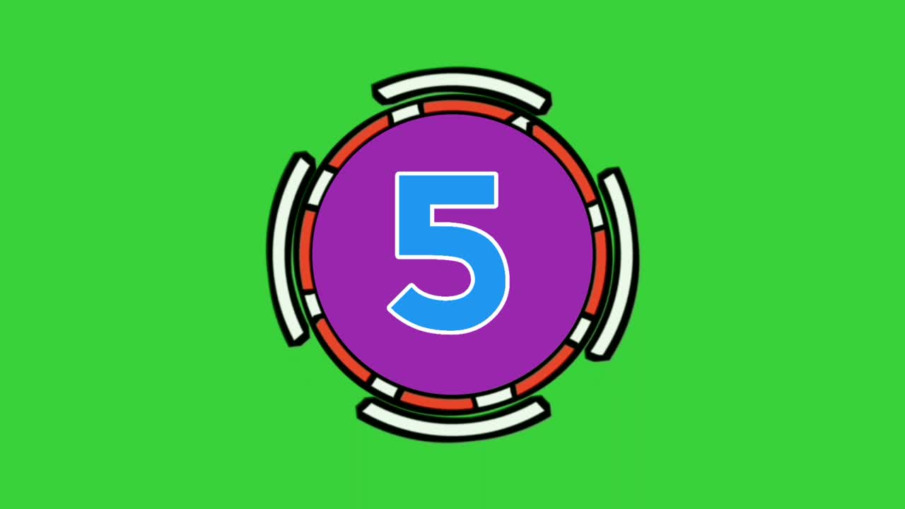 Countdown ten to one animation like in split-flap or solari display. Chroma key green background for keying.