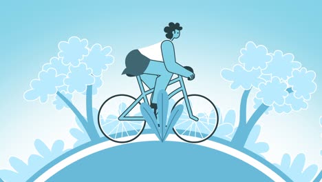 bicycle speed riding graphic flat design woman cartoon character loop 2d animation