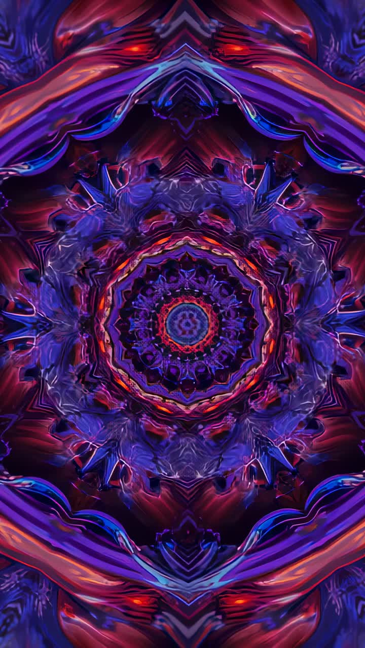 Video verticale: loop con mandala centrato che ruota e pulsa sullo schermo per immagini rilassanti