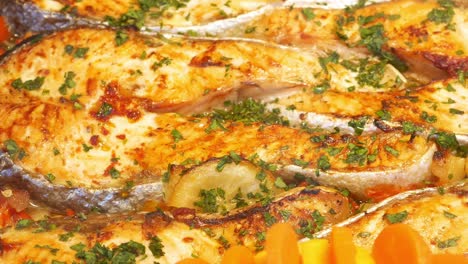 roasted salmon with lemon and vegetables