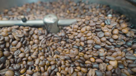 coffee beans in a roasting machine