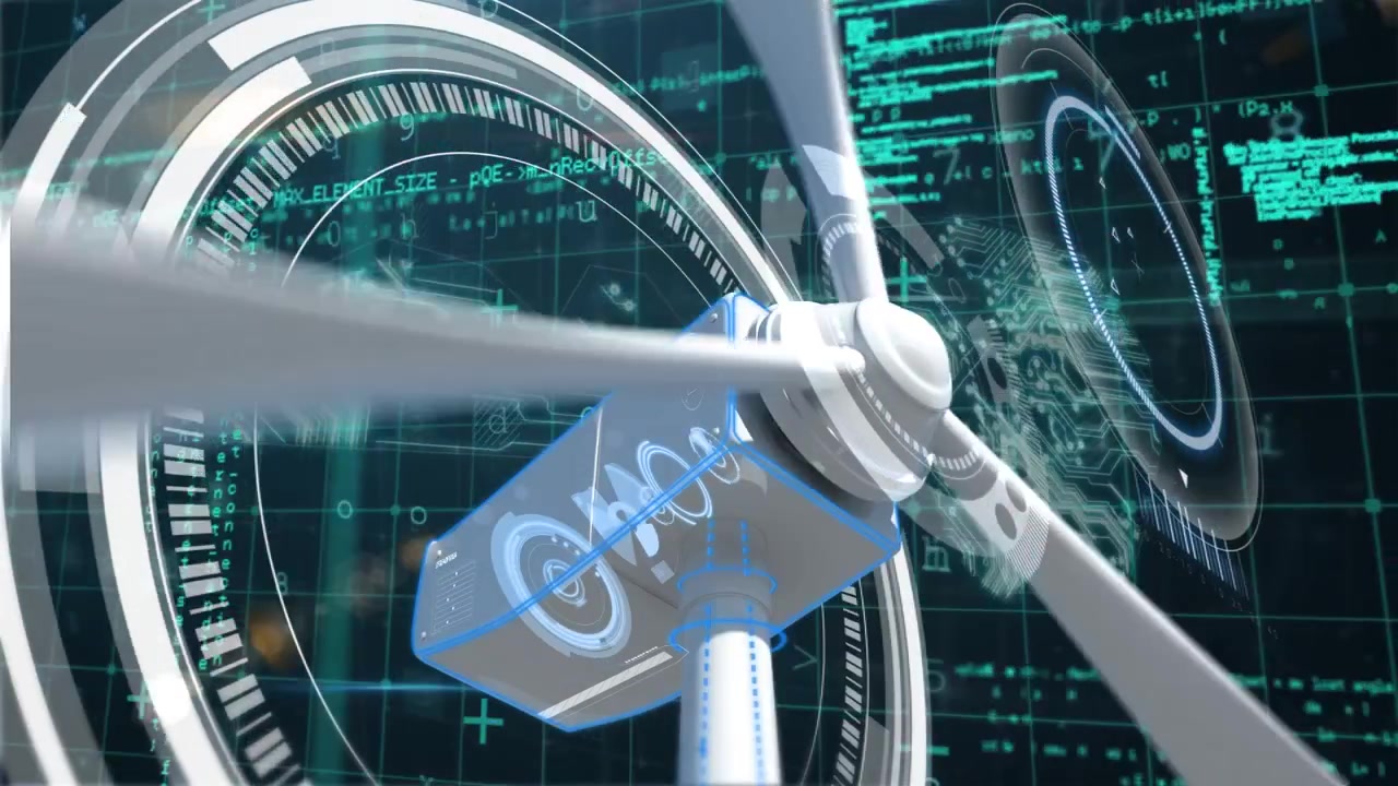 Animation of wind turbine over data processing