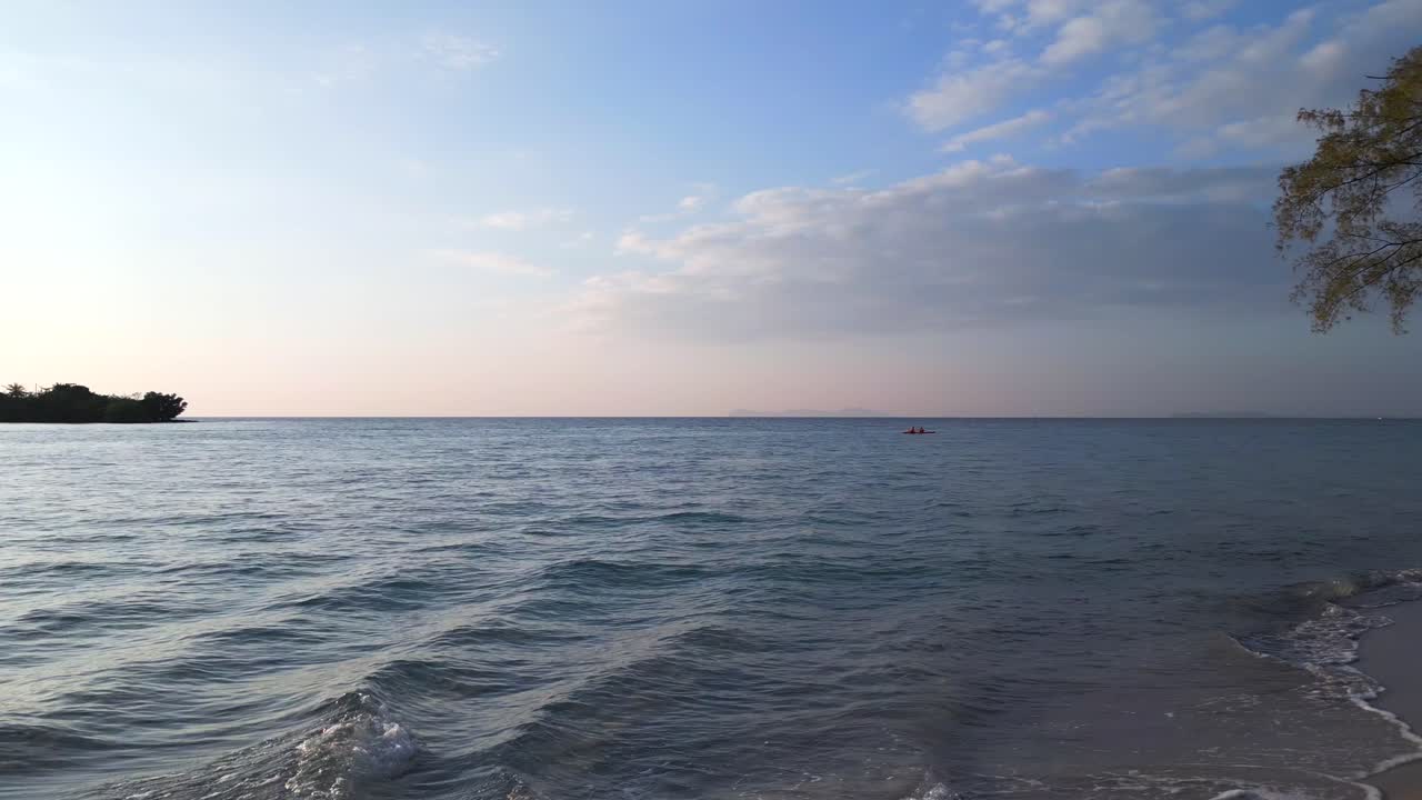 요가 여자 palmtree 아래에 앉아