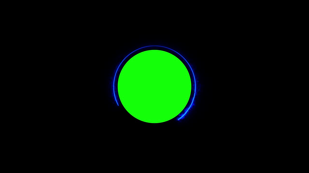 luz de neón brillante alrededor de la forma redonda verde. animación de luz de neon brillante con pantalla verde.