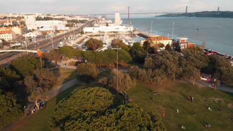 city view around belem tower in lisbon, portugal