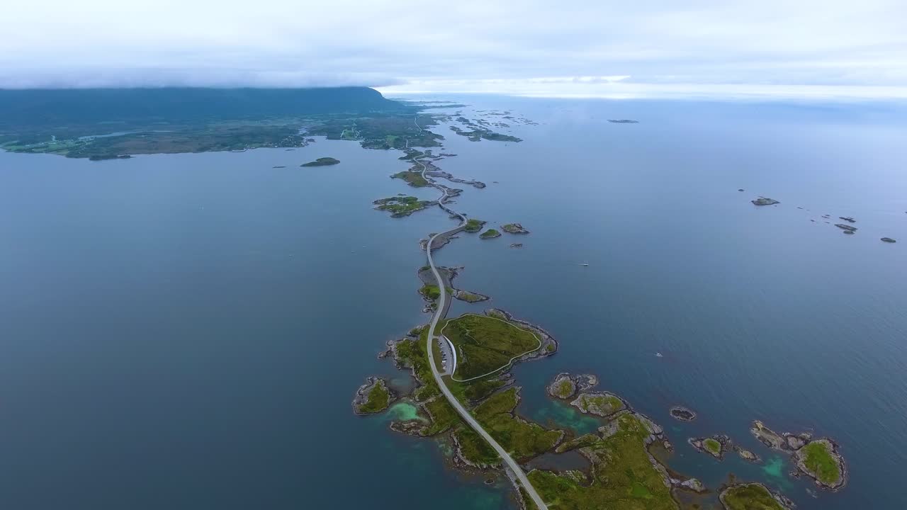 대서양 도로 항공 영상 노르웨이
