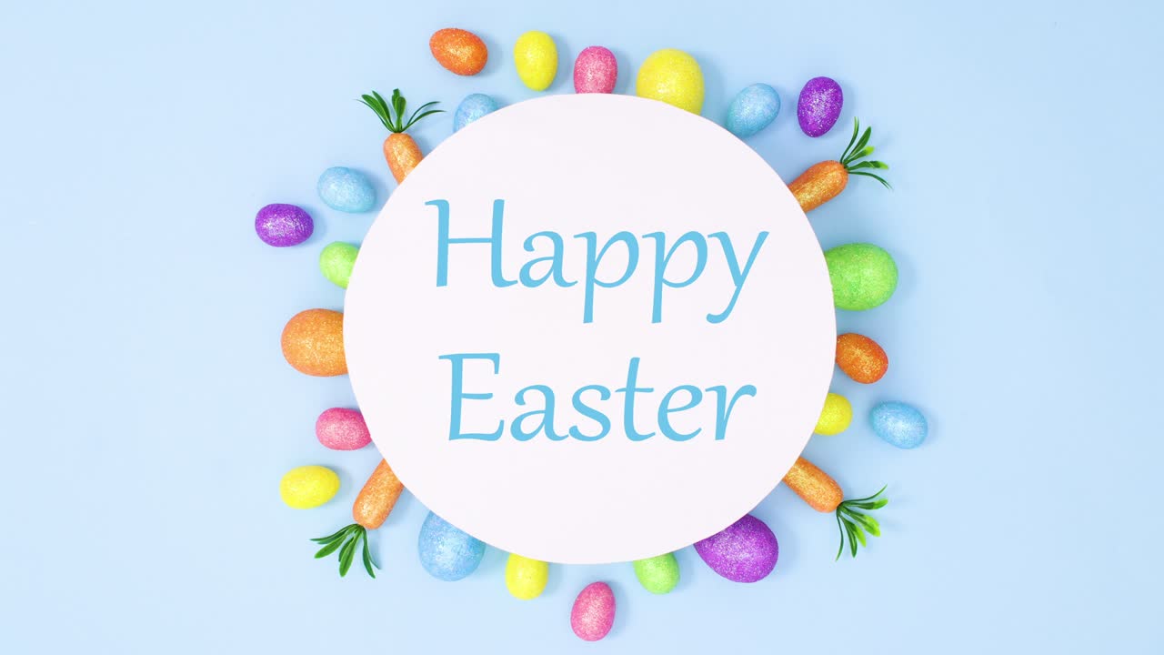 활기찬 부활절 달으로 둘러싸인 종이에 기쁜 부활절 텍스트를 쓰십시오.