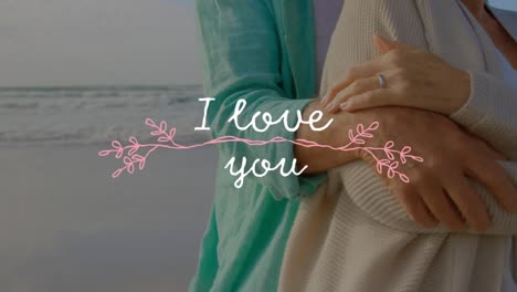 검은색 배경으로 사랑하는 커플과 함께 "i love you"의 애니메이션