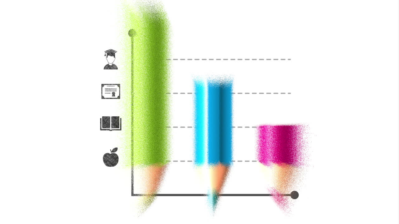 colors pencil with statistics infographic animation