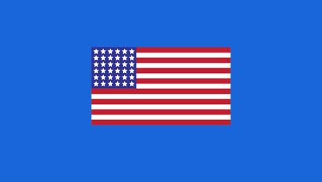 animation of american flag on blue circle and white background