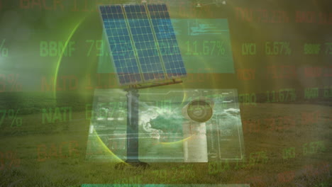 animación del mercado de valores y procesamiento de datos a través de paneles solares