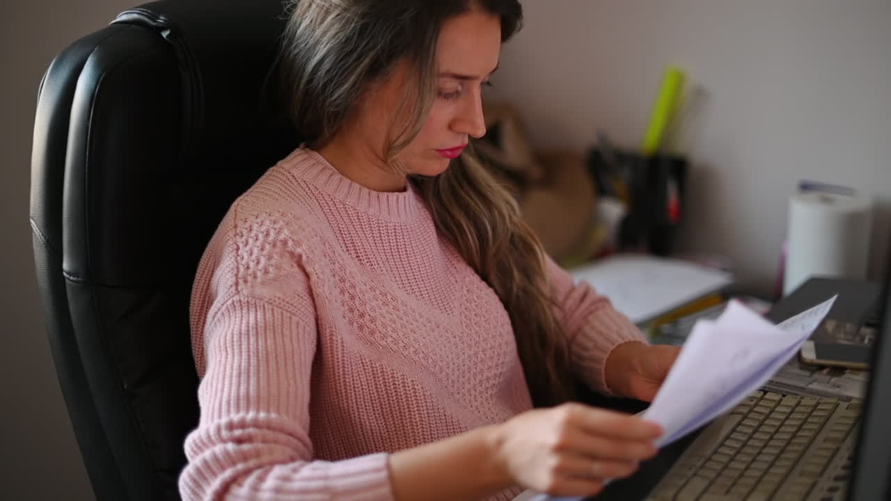 Woman working with papers at the office