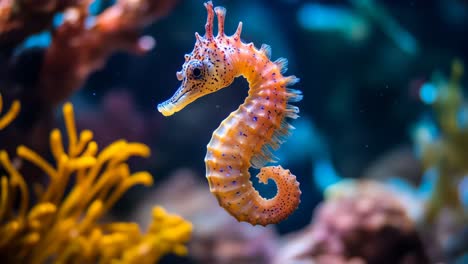 colorful seahorse in coral reef