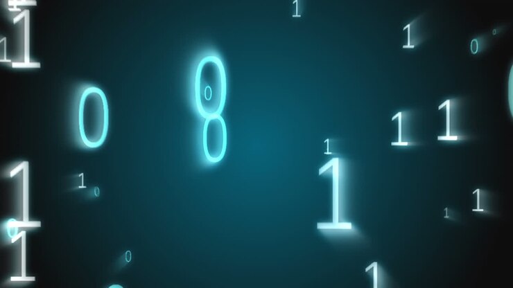 Digital animation of binary codes floating everywhere